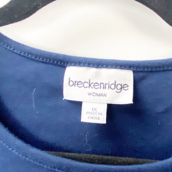 2/$30 Breckenridge 1X Plus Women Blue Short Sleeve Round Neck Graphic Tee - Picture 4 of 8
